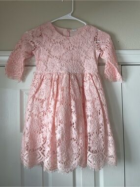 Girls' Pink Lace Party Dress